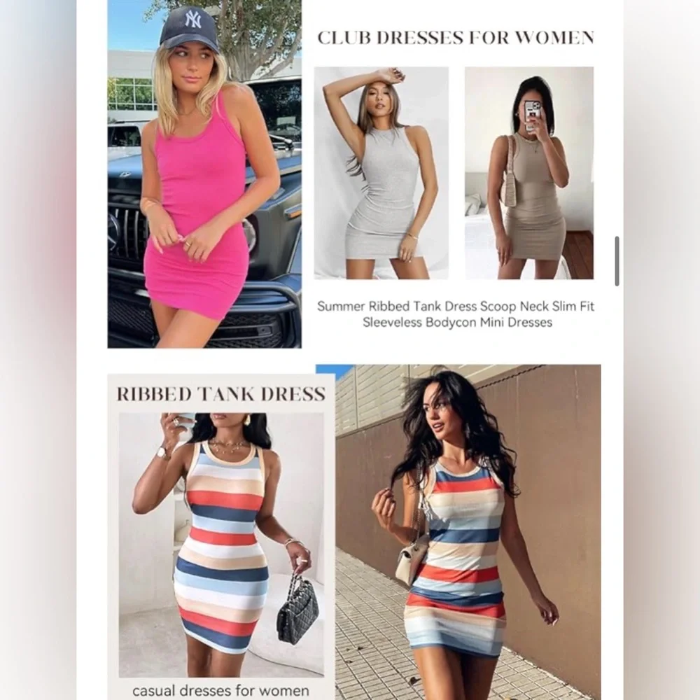 Womens Ribbed Sleeveless Tank Dresses Basic Bodycon Mini Dress - Picture 10 of 10